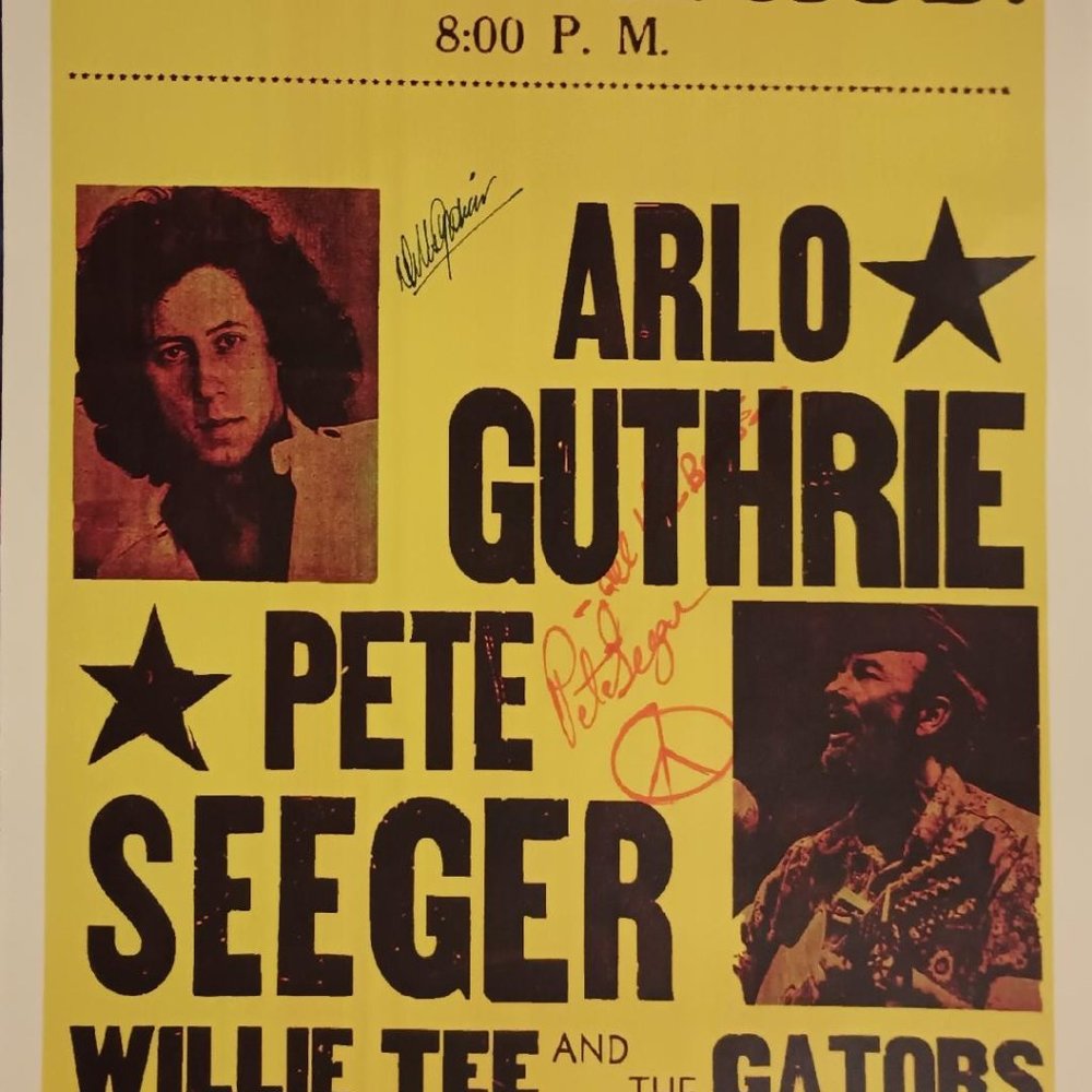 1978 Arlo Guthrie and Pete Seeger SIGNED Original Concert Poster REPRODUCTION RP